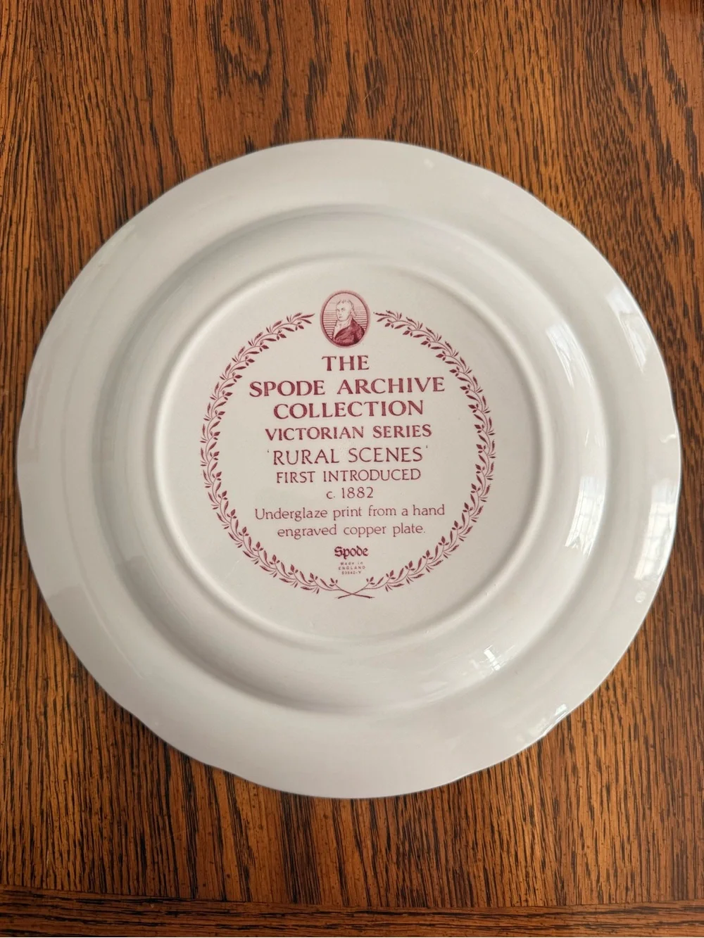 Spode Red Transferware Scenic Dinner Plate